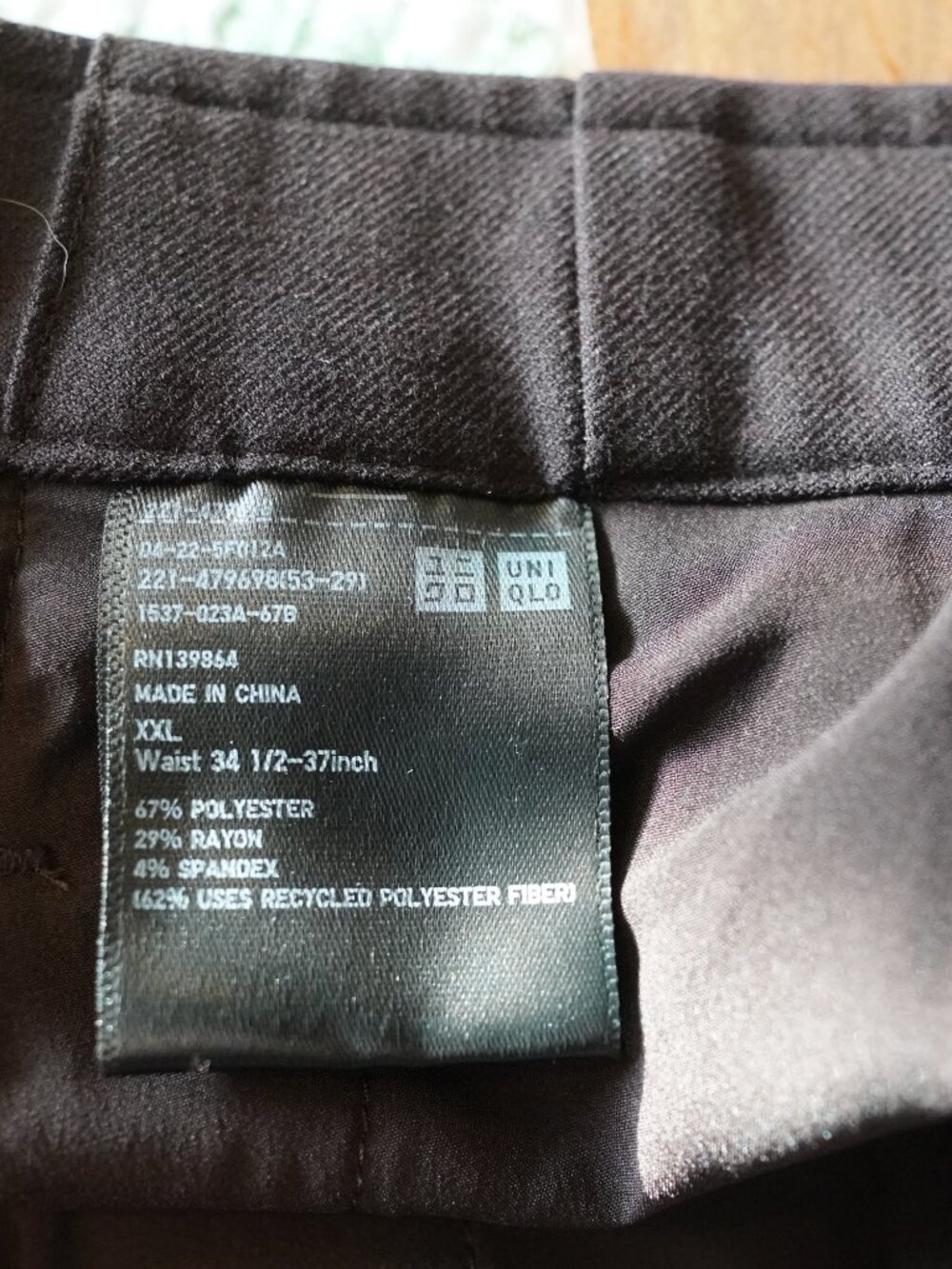 Uniqlo C Brown Wide Leg Pants XXL Pull On Elastic Waist Cropped Culottes - Picture 4 of 4